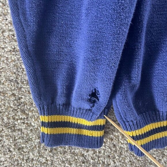 Vintage Izod Sweater Mens Extra Large Blue Yellow Quarter Zip Pullover Cotton - Picture 6 of 11